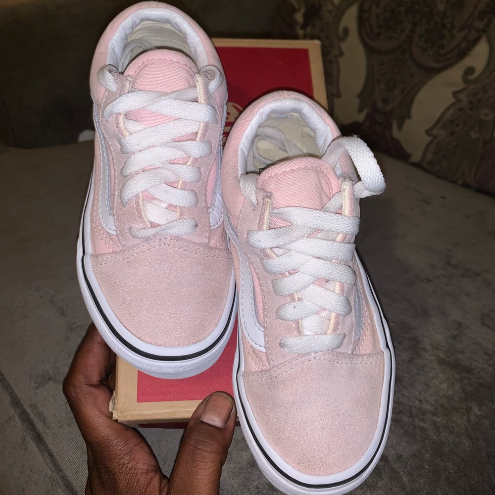 Pink and white Vans
